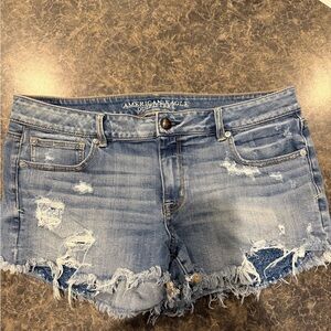 American Eagle Outfitters Women's Ripped Jean Shorts - Light Blue